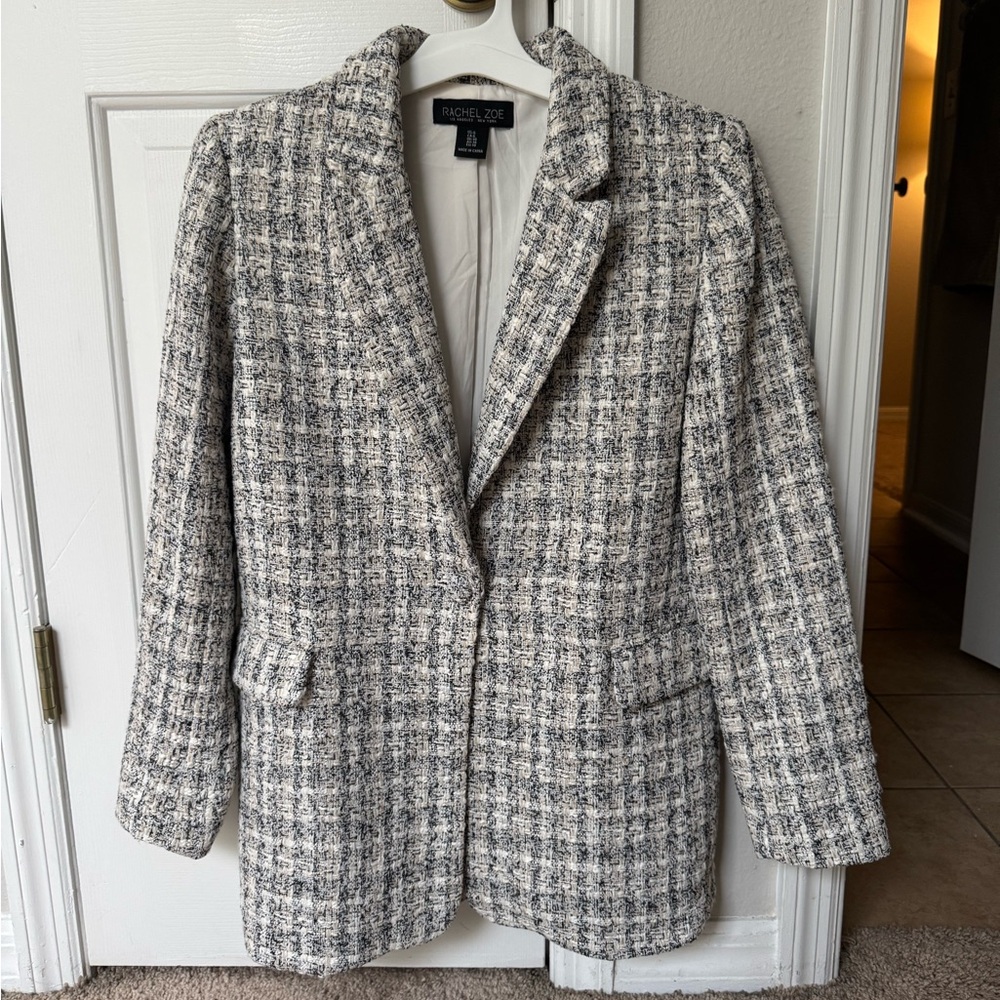 Rachel Zoe Women's Black and White Tweed Blazer
